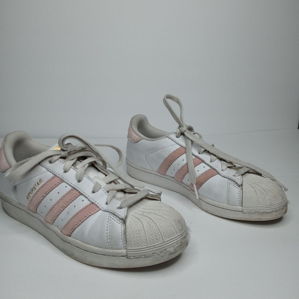 Adidas Superstar white and pink sneakers